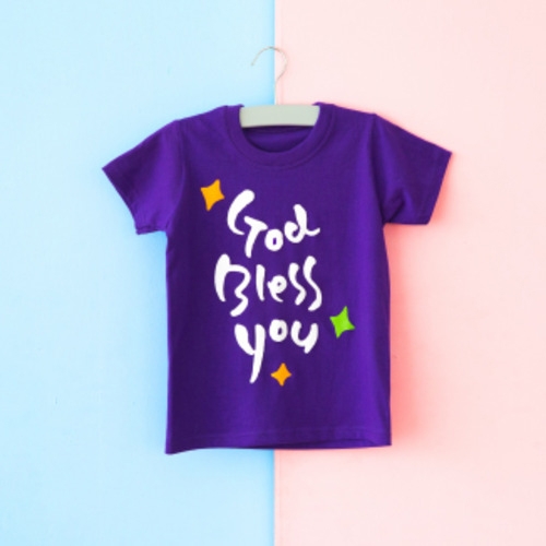 [글로리] 갓블레스유 -퍼플 (50장이상 구매가능) / 교회 주일학교 성경학교 티셔츠 여름단체티