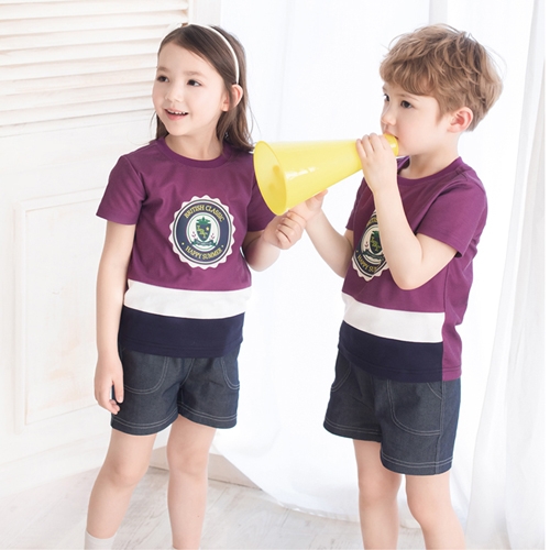 [리틀빔] S2001 (ST곤색바지/청지바지) / 상하세트 하복 여름활동복 유치원 어린이집