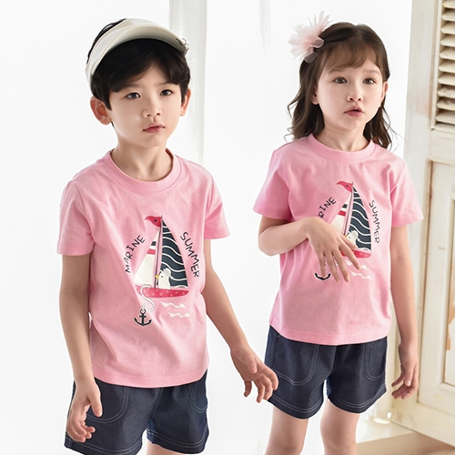 [세영] 마린 티셔츠 (핑크/연두) / 유치원 어린이집 여름 단체티셔츠 단체선물 개별구매가능