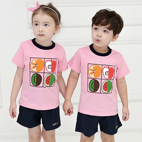 [키디아이] 팡팡 티셔츠 (핑크/그린) / 유치원 어린이집 여름 단체티셔츠 단체선물 개별구매가능